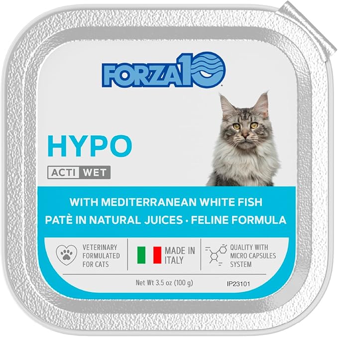 Forza10 Wet Hypoallergenic Cat Food, Fish Flavor Canned Wet Cat Food, for Adult Cats with Allergy and Skin and Coat Conditions, 32 Pack Case of 3.5 Ounce Each