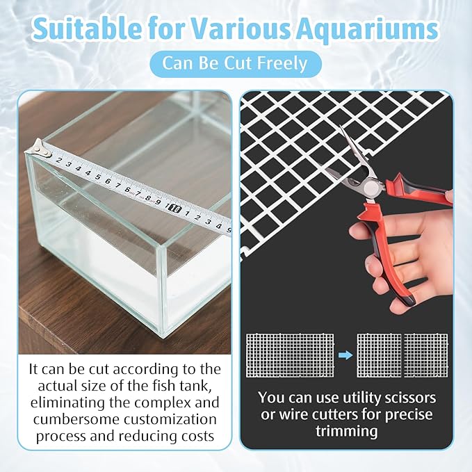 Hamiledyi Plastic Aquarium Divider with Clips Grid Panel Aquarium Lid Hood Fish Tank Divider Filter Bottom Isolation Pane Separator for Mixed Breeding(8 PCS,White)