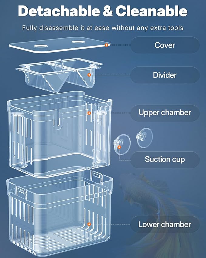Pawfly Aquarium Breeding Box - Transparent Plastic Breeder Box for Fish Tank, Fry Hatchery Incubator for Baby Fish, Shrimp, Betta, Clownfish, Guppy, Large