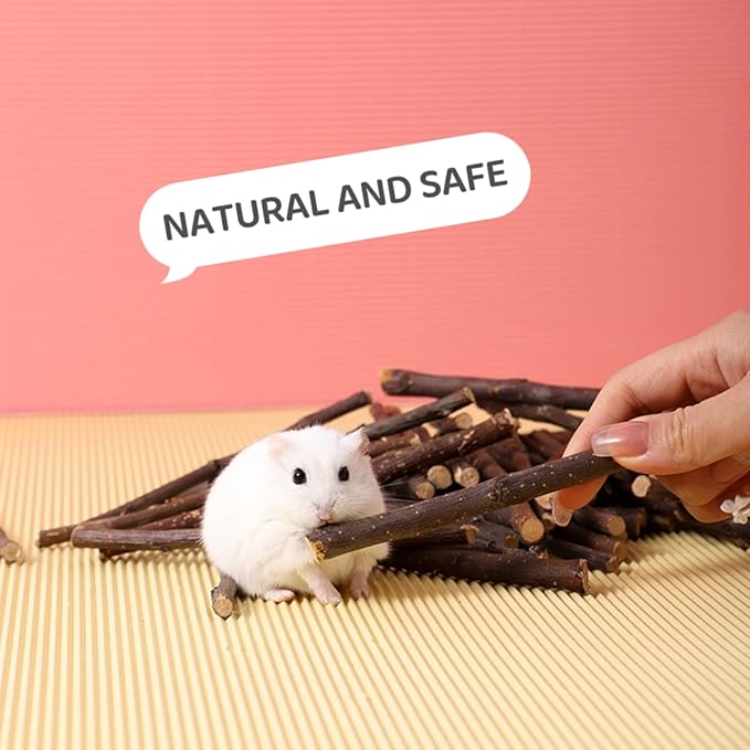 400g/14oz Apple Wood Sticks for Rabbits,Natural Apple Chew Sticks Toys and Treats for Chinchilla Guinea Pig Hamster Gerbil Bunny