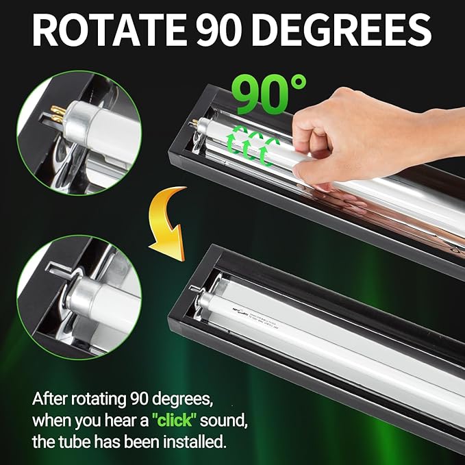 REPTI ZOO UVB Reptile Light, New Version T5 HO UVB Lighting Combo Kit, Reptile Terrarium Hood with 5.0 UVB Tube Bulb, Reptile Light Fixture 8W-12Inch