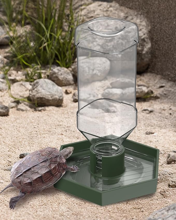 Pawfly Water Dispenser, Tortoise Water Dish, Snake Bearded Dragon Water Bowl, Reptile Terrarium Automatic Water Feeder Dispenser for Turtle Gecko Lizard and Chameleon, Small