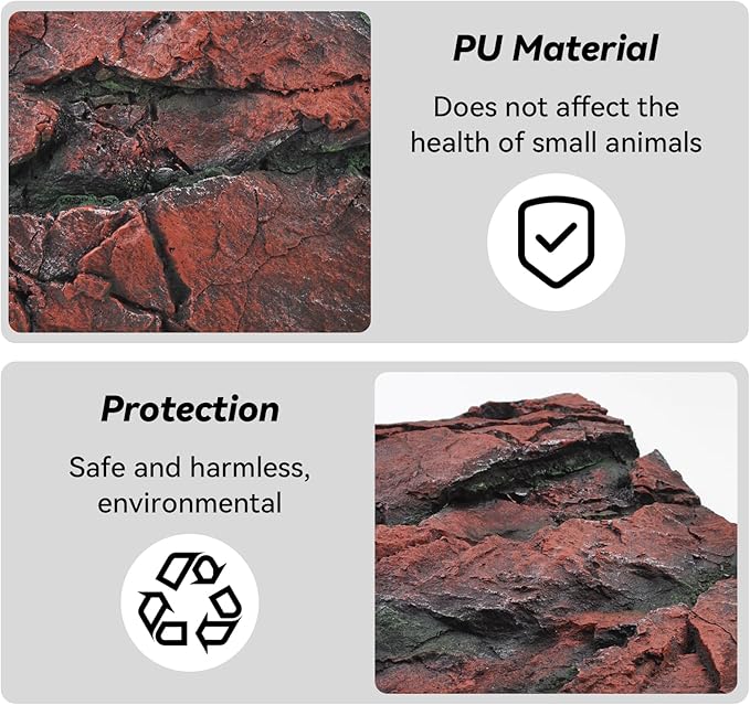 3D Tank Background Board, Reptile Wall Backdrop Aquarium Rock Terrarium Cork Background Board DéCor Backgrounds Amphibian Habitat Decoration for Lizards Leopard Gecko Bearded Dragons Turtle