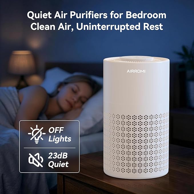 AIRROMI Air Purifier for Bedroom with A2001 Creamy Beige