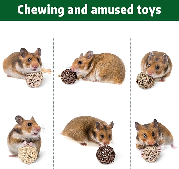 Skylety 15 Pieces Small Animal Chew Balls Rabbits Bunny Treat Chew Toys Guinea Pigs Chinchilla Balls Rolling Activity Play Grass Toys for Pet Teeth Grinding Gnawing Biting(Classic Style,1.97")
