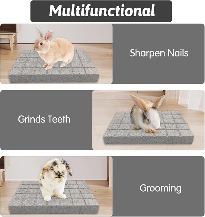 Hamiledyi Rabbit Scratch Foot Pads - 4 PCS Natural Small Animal Lava Stone Teeth Grinding & Scratching Pad for Rabbit, Guinea Pig, Rat, Gerbil, Chinchilla, Hedgehog