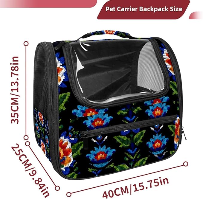 Motifs African Boho Paisley Floral (23) Transparent Pet Carrier for Travel Hiking for Kitty Small Dog