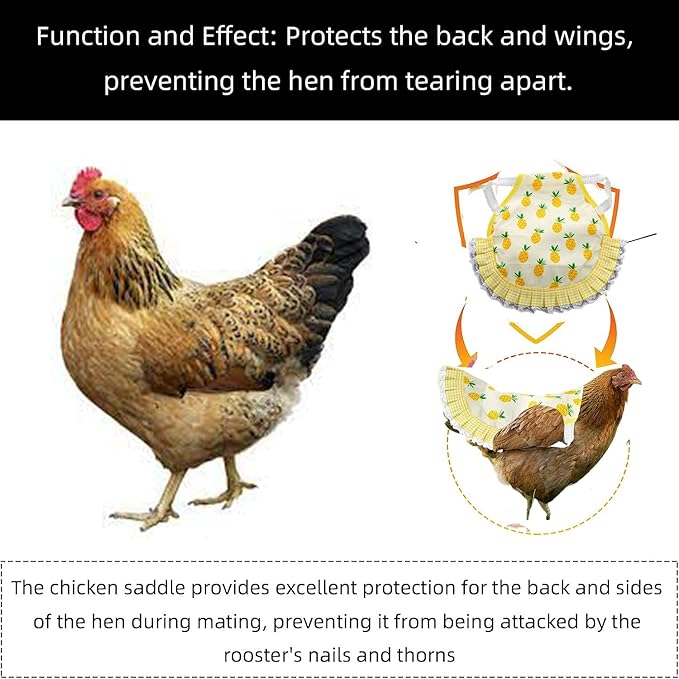 4-Pack Chicken Diapers Saddle Set for Hen with Bow Tie Reusable Handmade Washable Waterproof Inner Layer for Geese Duck Chicken- Stylish and Protective Poultry Clothes (4 Diapers+4 Saddles,Small)