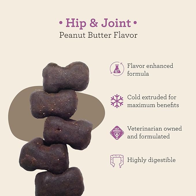 Dr. Joseph's VetPro Complete Peanut Butter Hip and Joint Dog Chews, 120 Count, Pain and Inflammation Relief with Glucosamine, Chondroitin, MSM, Turmeric, Vitamin C, Omega 3, Treats Hip Dysplasia