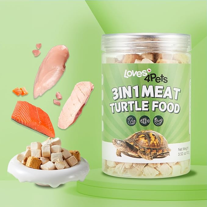 Turtle Food - 3 in 1 Freeze-Dried Meat – Chicken, Duck & Salmon – Natural Treats for Turtles, Cats & Dogs – Human-Grade Real Meat