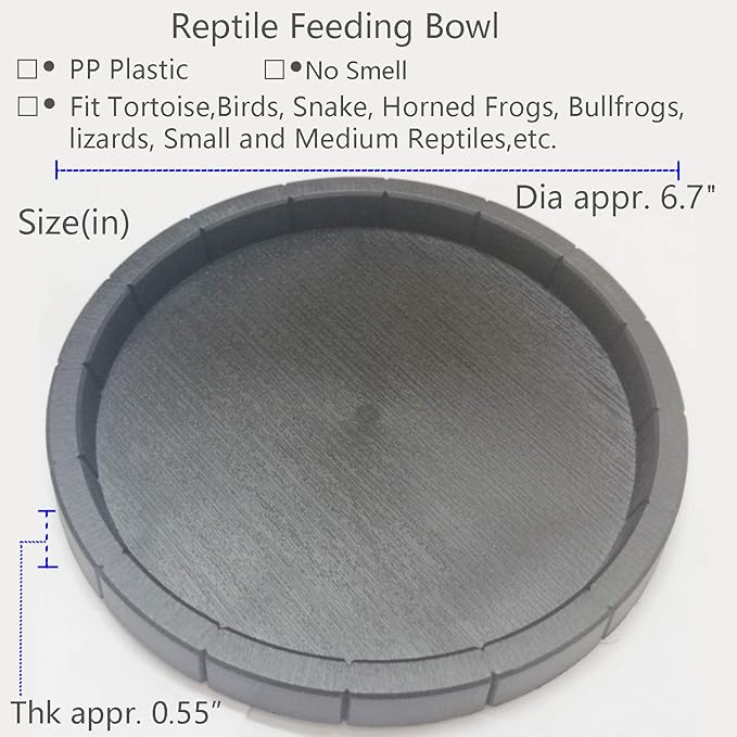 Reptile Feeding Dish Bowl Food and Water Bowl Tortoise Dish Reptile Tank Decor, Dia 6.7 Inches, Round