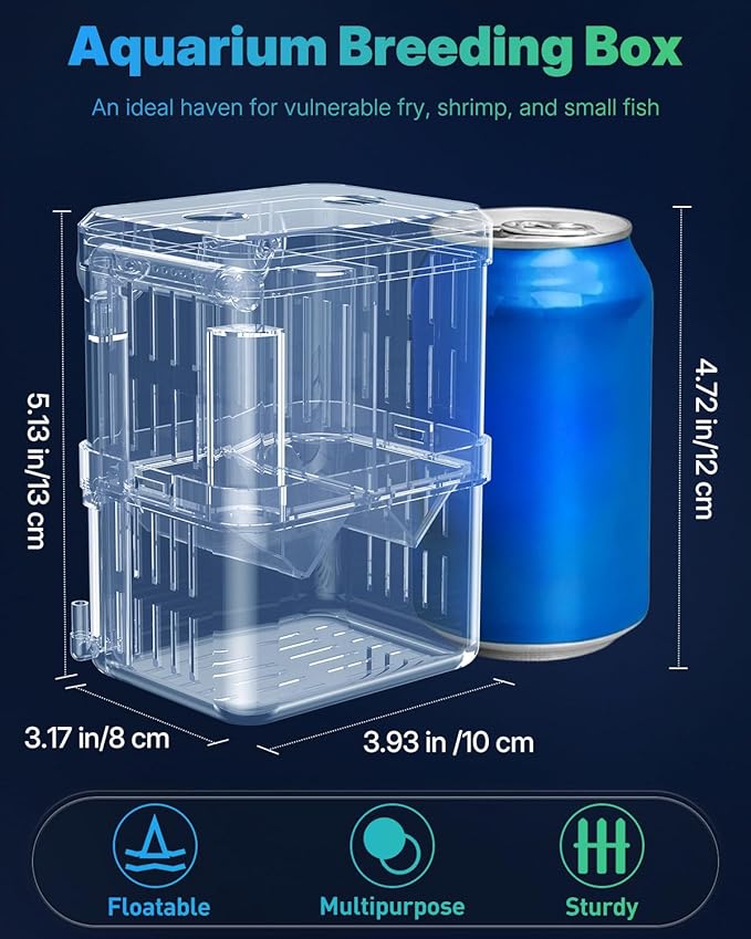Pawfly Aquarium Breeder Box - Transparent Plastic, Incubator for Fish Fry, Hatchery & Isolation Box for Aggressive Fish & Shrimp