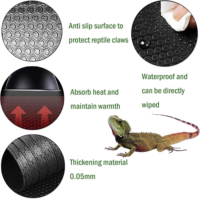 KABASI Reptile Substrate Liner Terrarium Carpet, Bearded Dragon Tank Accessories, Non-Adhesive Reptile Carpet Reptile Flooring Mat Bedding for Leopard Gecko, Snake, Lizard, Tortoise, 17.7x78.7 inch