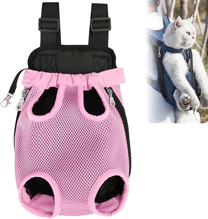 Portable Pet Carrier Backpack, Adjustable Pet Front Cat Dog Carrier Backpack Travel Bag for Small Medium Dogs Cats Puppies, Cat Backpack Carrier for Hiking Cycling (A, XL)