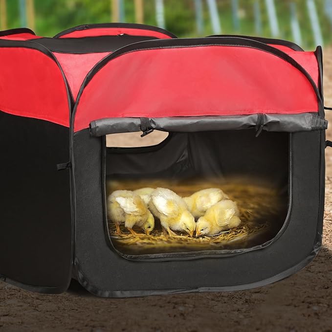 Chicken Brooder Box for Chick Starter Kit - 2025 Upgrade Double Door Chicks Brooder Pen/Chickens Playpen/Chick Tent Baby Chickens Supplies Up to 15 Baby Chicks,Duck,Quail