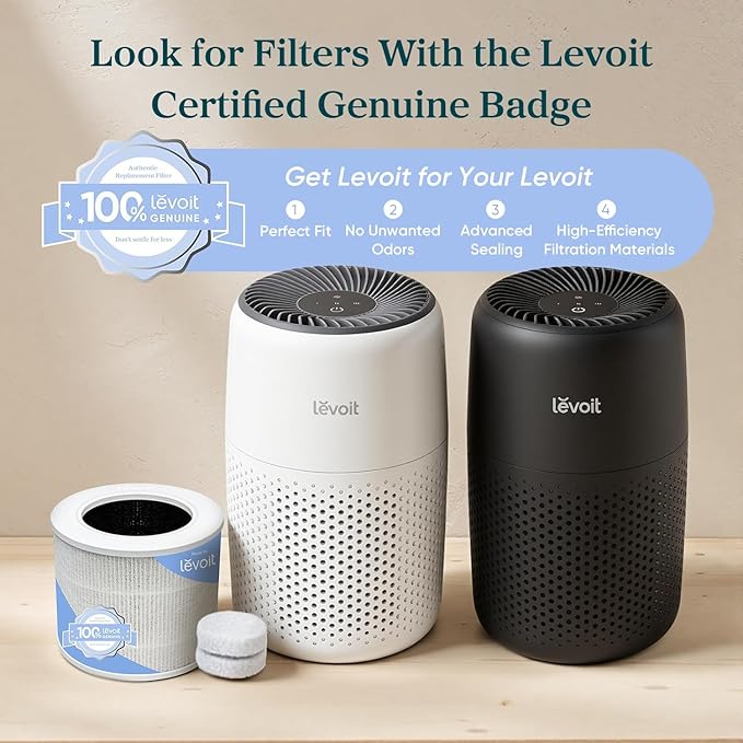 LEVOIT Air Purifiers for Bedroom Home Dorm, AHAM Verified, 3-in-1 Filter Cleaner With Aroma Pad, Filters Smoke, Allergens, Pet Dander, Odor, Dust, Office, Desktop, Core Mini-P, White