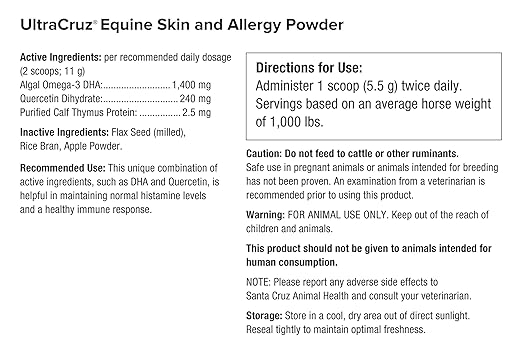 UltraCruz-sc-363203 Equine Skin and Allergy Supplement for Horses, 2 lb, Powder (82 Day Supply)