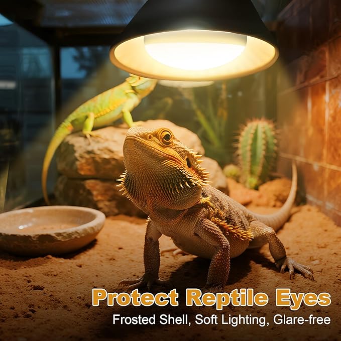 2Pack Reptile Heat Lamp, 100W Reptile Heat Emitter Basking Spot Light, UVA Daylight Heat Lamp Bulbs for Chickens Coop Reptiles Pets Brooder Use