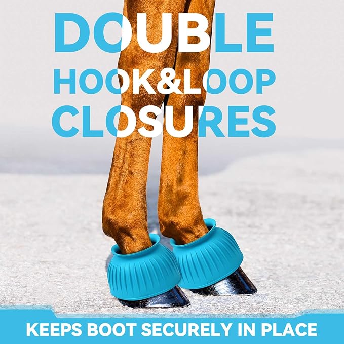 Abbylike Bell Boots for Horses 1 Pair/2 Pair Available, Protect Against Hoof Impact Trauma, Rubber Bell Boots Horse Care for Turnout, No Rub Design Wrap Hook and Loop