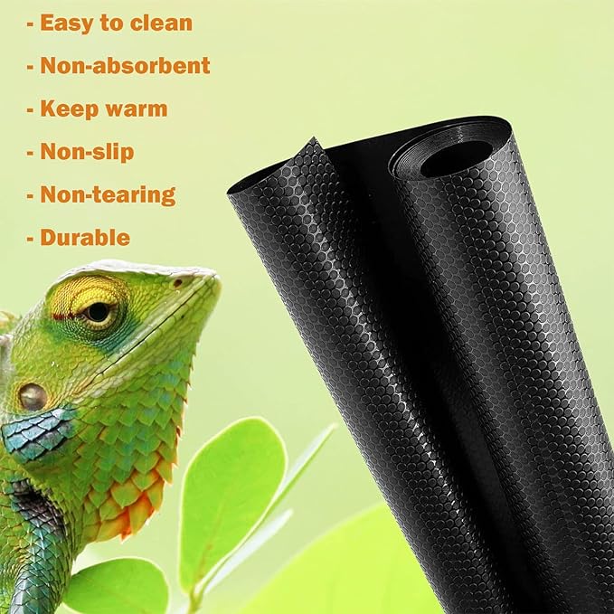Bearded Dragon Tank Accessories, Non-Adhesive Reptile Carpet Bedding Substrate for Terrarium, Reptile Mat Terrarium Liner Tank Flooring for Leopard Gecko, Snake, Lizard and Tortoise, 18x40 in