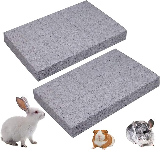 Hamiledyi Rabbit Scratch Foot Pads Bunny Grinding Claw Pad 2 PCS Natural Small Animal Hamster Lava Stone for Teeth Grinding Rabbit Scratching pad Chew Toy for Guinea Pig Rat Gerbil Chinchilla Hedgehog