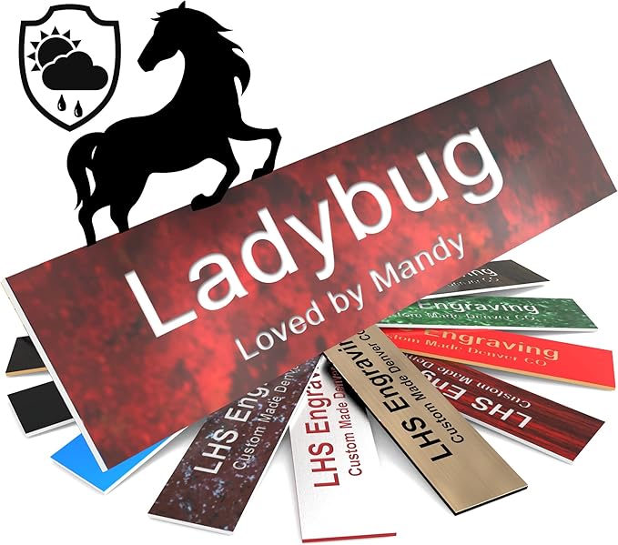 Personalized Horse Stall Name Plates, 2x12 Horse Stall Signs with Adhesive, All Weather UV Protected, Rustico Granite Plastic White Letters - Made in USA - S2