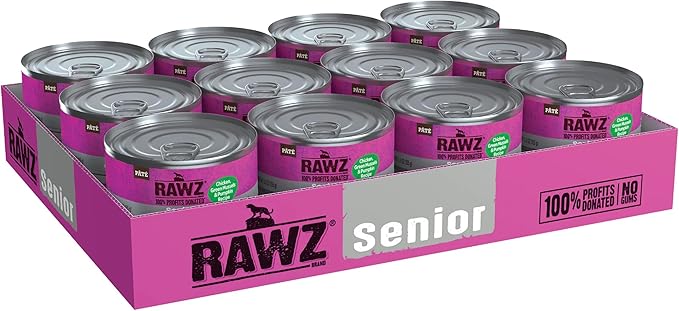 Rawz Natural Premium Pate Canned Cat Wet Food - Made with Real Meat Ingredients No BPA or Gums - 5.5oz Cans 24 Count (Chicken & Green Mussels for Seniors)
