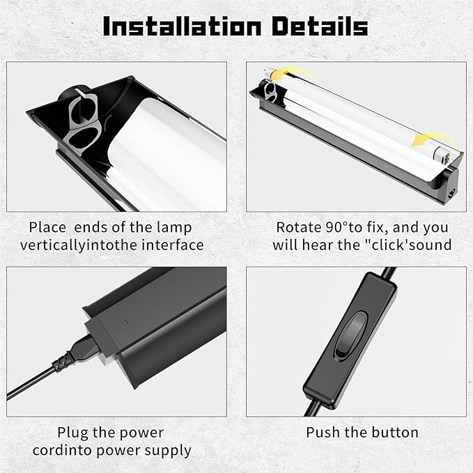 T5 UVB Reptile Lighting Fixture, UVB Light for Reptiles, 8W 10.0 UVB Lighting Combo Kit for Desert & Tropical Reptiles (Lizard, Bearded Dragon, Tortoise), 12INCH