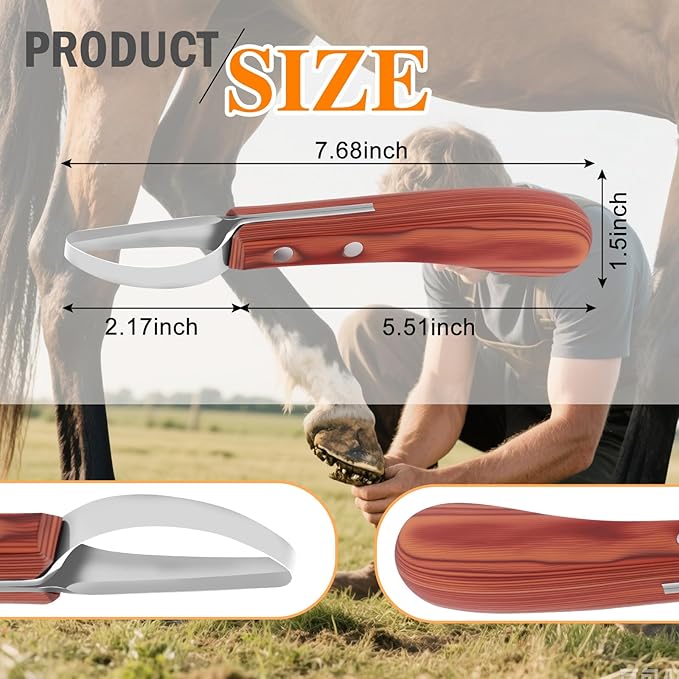 3-in-1 Farrier Hoof Knife with Built-in Sharpenerener & Horseshoe Brush–High Carbon Steel Blade,Sharpener Hoof Knife,Hoof Knife Sharpenerener for Professional Trimming, Grooming & Hoof Care