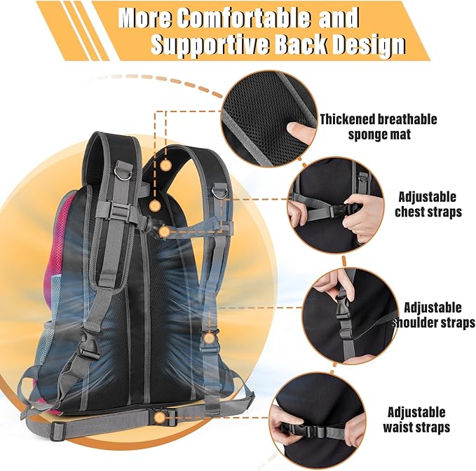 YUDODO Dog Front Carrier Backpack, Adjustable Breathable Pet Carrier for Small Dogs, Ventilated Puppy Back Pack with Safety Belt, Lightweight Doggy Backpack for Hiking Outdoor (Rose, L: 9-13.5 lbs)