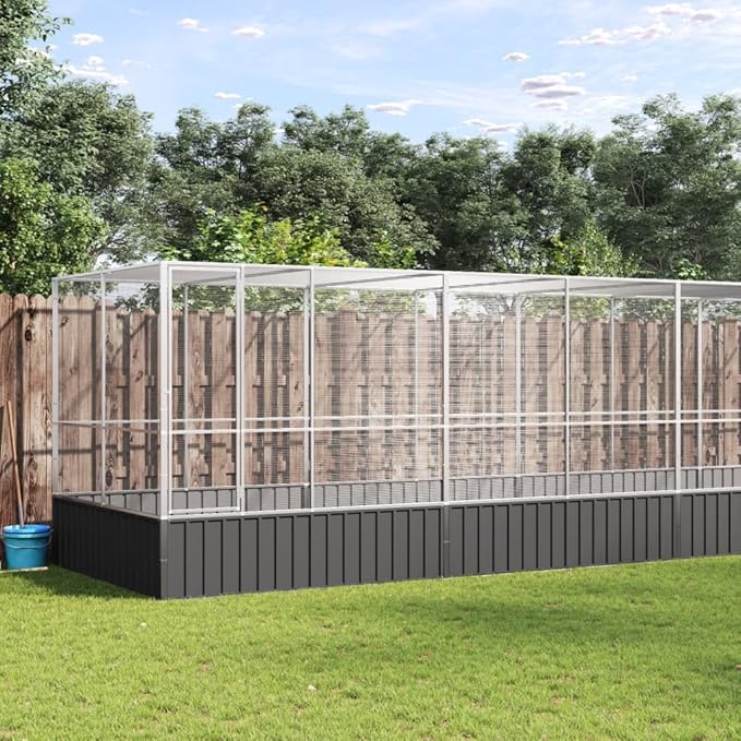 Galvanized Steel Large Flight King Bird Cage with Extension, Steel Outdoor Aviary, Outdoor Indoor Large Bird Cage Aviary Pet House for Cockatiels African Parakeets, 490.6"x81.5"x83.5",-314