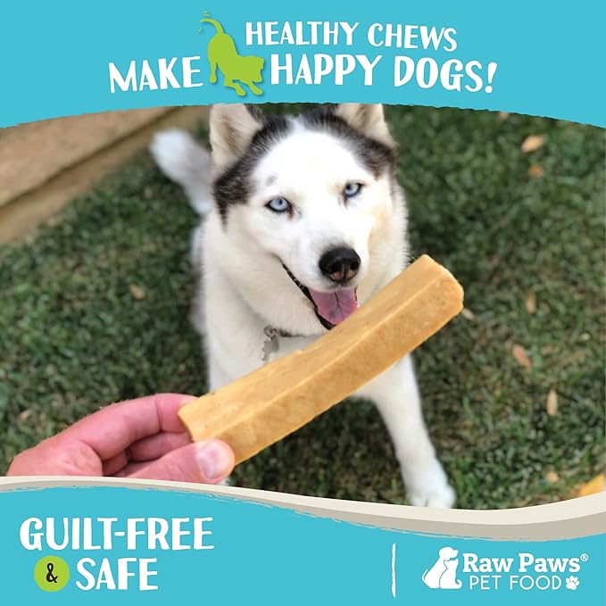 Raw Paws Himalayan Yak Chews for Dogs, Extra Large (4 Pack) - Packed in USA - Tibetan Yak Cheese Dog Chews for Medium to Large Breeds - Hard Milk Dog Chew Bones - Single Ingredient - Long Lasting