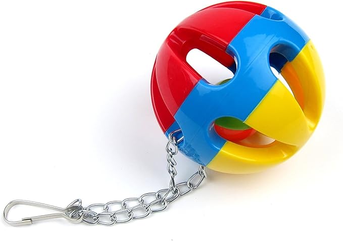 Hypeety Parrot Colorful Ball Toys with Bell Cage Hanging Chewing String for Parakeet Conure Cockatiel Small Medium Birds (B)