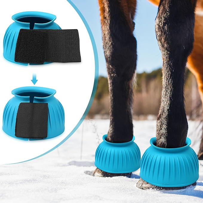 Abbylike Bell Boots for Horses 1 Pair/2 Pair Available, Protect Against Hoof Impact Trauma, Rubber Bell Boots Horse Care for Turnout, No Rub Design Wrap Hook and Loop