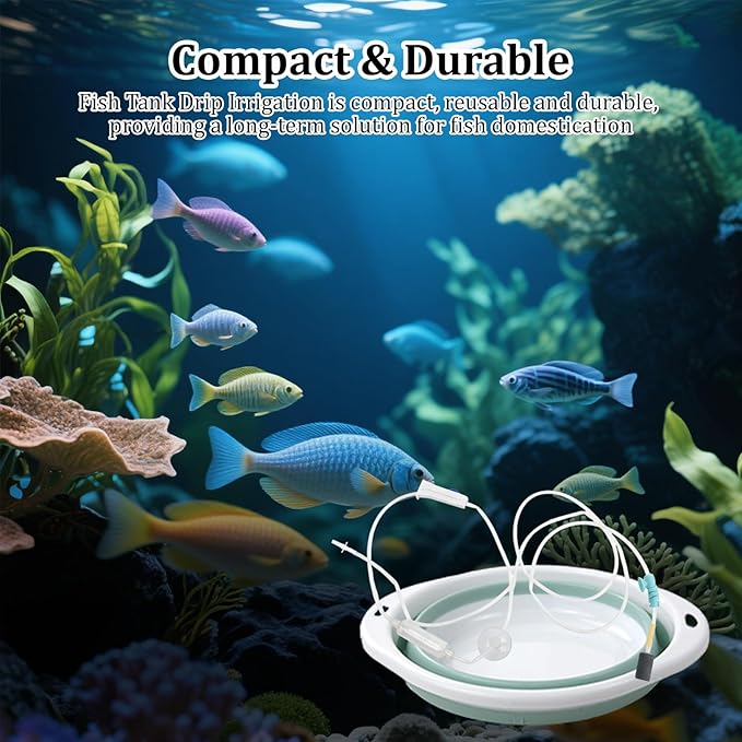 Drip Acclimation Kit with Foldable Fish Acclimation Box, Hose System for Safe Fish/Shrimp Water Transition, Works with Saltwater & Freshwater Tank Setups, Shrimp & Betta Fishes Breeding Box