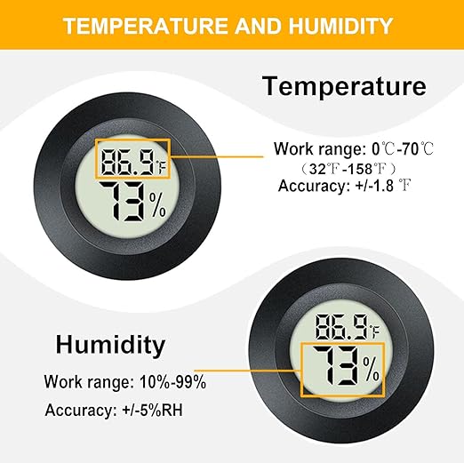 3 Pack Mini Hygrometer Thermometer Digital Humidity Meter Indoor/Outdoor Humidity Monitor Reptile Thermometer for Humidors Garden Cellar Greenhouse ℉/ ℃ (3)