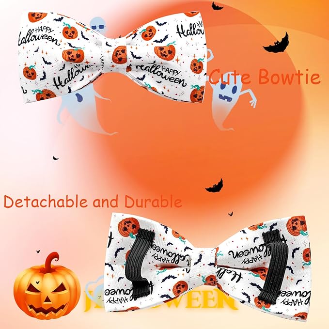 Halloween Dog Collar, Pet Collar Bow Pumpkin Pet Collar Girl Boy Holiday Collars Gift Bow Cute Soft Puppy Collars for Medium Dogs