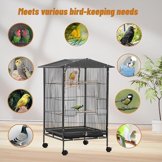 Parakeet Cage,Birdcage,Large Bird Cage Covers for Night,Parakeet Toys,Parrot Cage Accessories, for Finch,Cockatiels,Conure Bird,Budgie,Pigeon,Canary,Lovebird,Small Quaker Parrot
