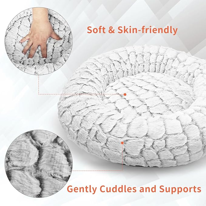 Heated Cat Bed Indoor, Round Heated Pet Bed for Indoor Cats 19" Soft & Cozy Donut Electric Pet Heating Pad for Kitten Cat