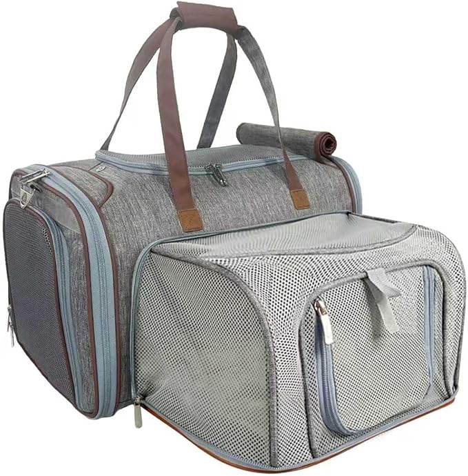 Mr. Peanut's Expandable Airline Approved Soft Sided Pet Carrier, Low Profile Gold Series Tote, Premium Brand Self Locking Zippers, Plush Faux Fleece Bedding with a Sturdy Composite Base