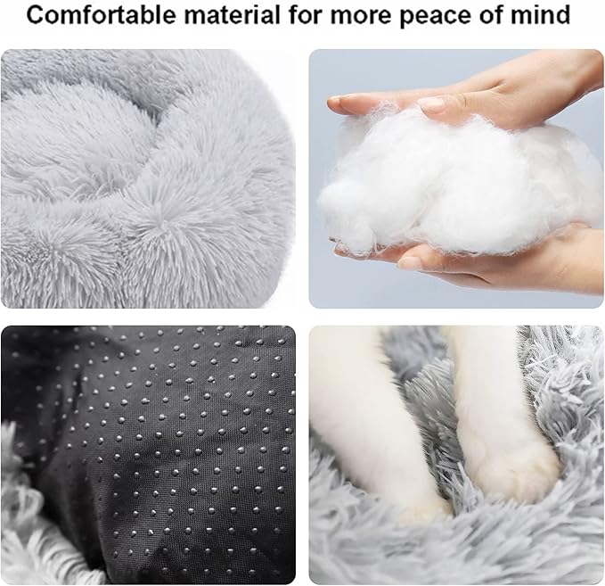 Nisrada Dog Bed for Small Medium Large Dogs, 27 inch Calming Dogs Bed, Washable-Round Cozy Soft Pet Bed for Puppy and Kitten with Slip-Resistant Bottom