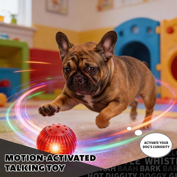 Pet Qwerks Blinky Babble Ball - Flashing Interactive Chew Dog Toy - Small