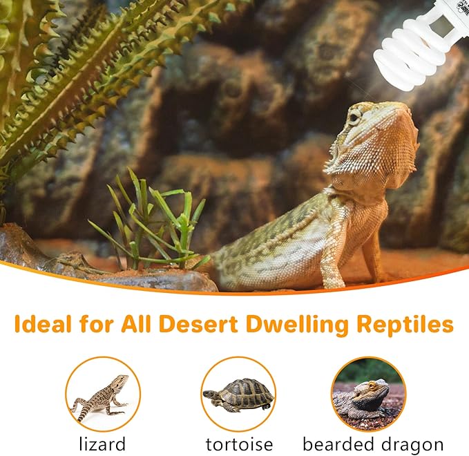 LUCKY HERP UVA UVB Reptile Light 10.0, Desert UVB 150 Compact Fluorescent Lamp, UVB Light for Reptiles 23W, UVA UVB Reptile Light Bulb, UVB Bulb for Reptiles Bearded Dragons Lizards Tortoises Snakes