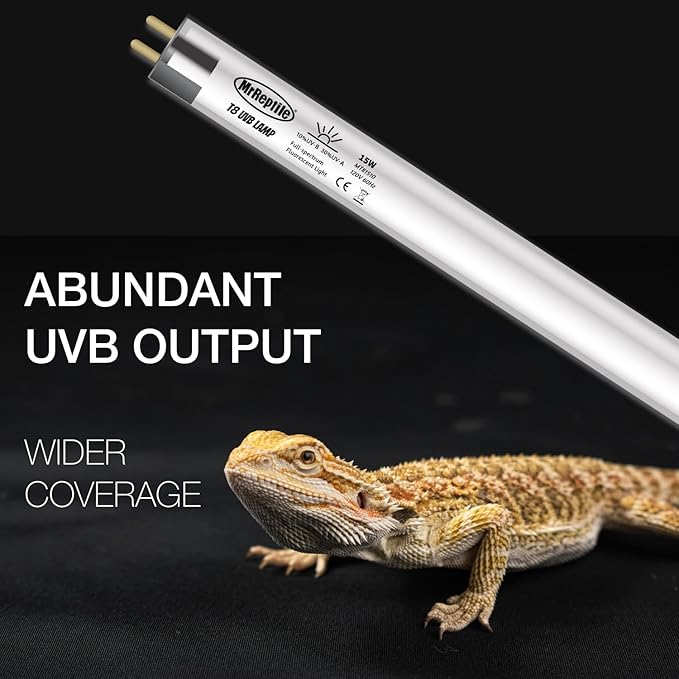 T8 UVB Reptile Lamp, 2-Pack 15W 10.0 UVB Light Bulbs, German Raw Material Fluorescent Lamp, Liner UVB Tube for Desert-Dwelling Reptiles, Bearded Dragon UVB Light 18 inches
