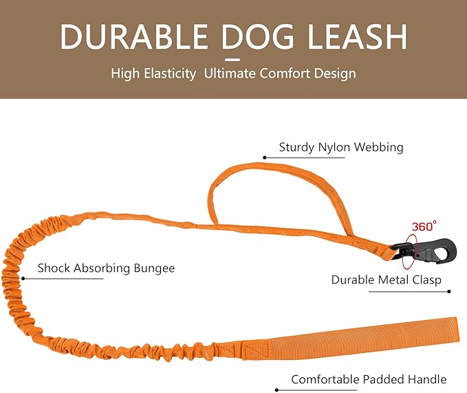 DAGANXI Tactical Dog Collar, Adjustable Military Training Nylon Dog Collar with Control Handle and Heavy Metal Buckle for Medium and Large Dogs, with Patches and Airtags Case (Orange-Set, XL)