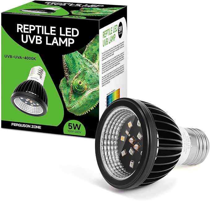 UVB Light for Reptiles, UVB Bulb 5W 10.0 UVB LED Lamp, Reptile Light Bulb, Provide Sufficient UVB Exposure for Desert-Dwelling Reptiles-Not Heat Lamp