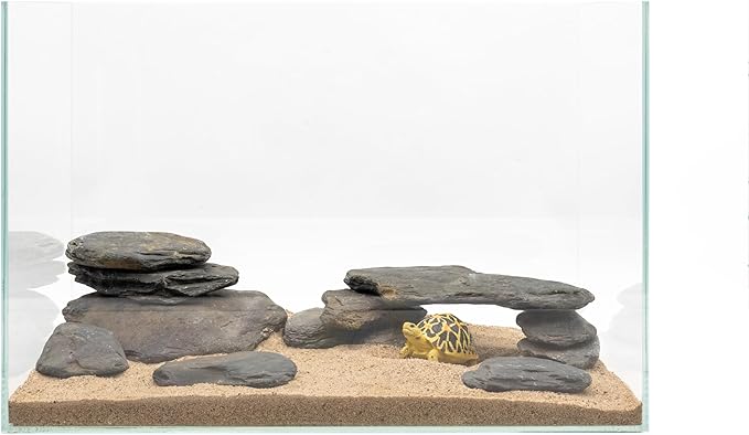 Aquarium Stone Stream Turtle Platform Natural Slate 3-7 inches Fish Tank Rock for Aquarium Decoration and Shrimp Tanks and Amphibian & Reptile Terrariums-5lb