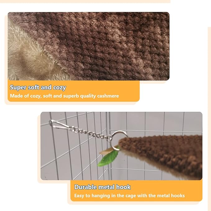 Leftstarer Pet Hammock and Tunnel Set, Soft Cashmere for Small Pets, Suitable for Guinea Pigs, Rats, Ferrets, Hamsters, etc., 22.1x9.1in