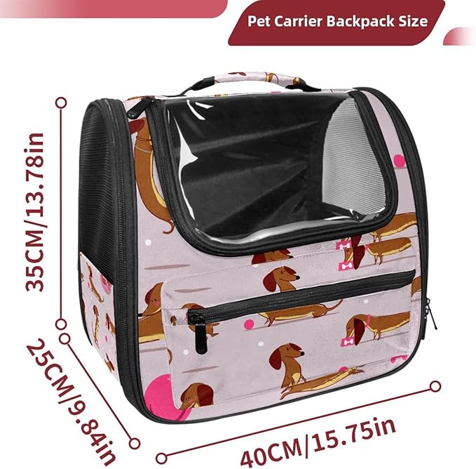 Airline Approved Soft Sided Pet Carrier, Cute Dog Dachshund Pet Travel Bag for Cats & Dogs, Durable, Breathable Pet Travel Bag for Airplane, Car & Train