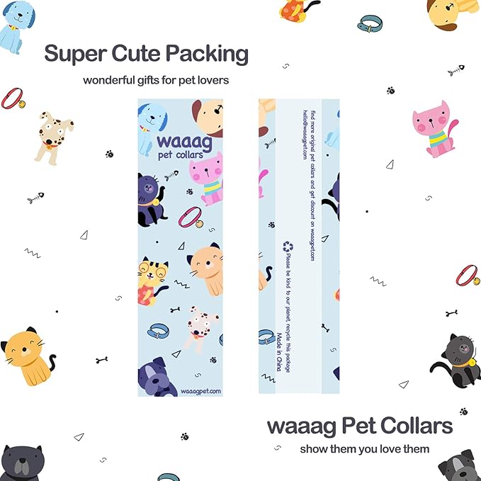 waaag Cat Collars, Gold Moons and Stars Cat Collar, Safety Breakaway Cat Collar, Glow in The Dark (Kitten 6.5"-10" Neck, Black)